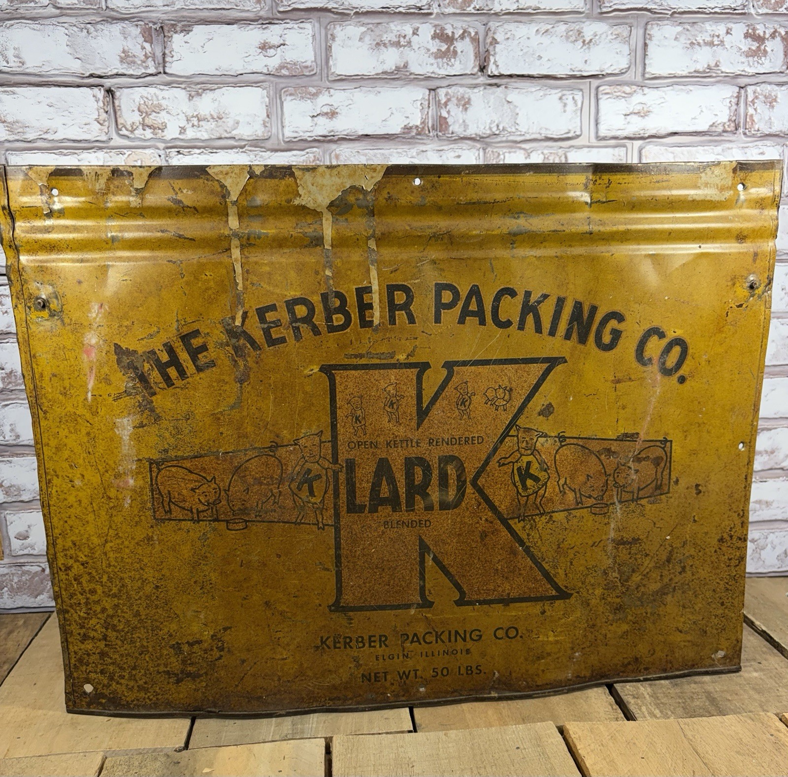 Vintage Kerber Packing Co K Lard 50 Lb Tin Wrap Sign – Great Pig Graphics