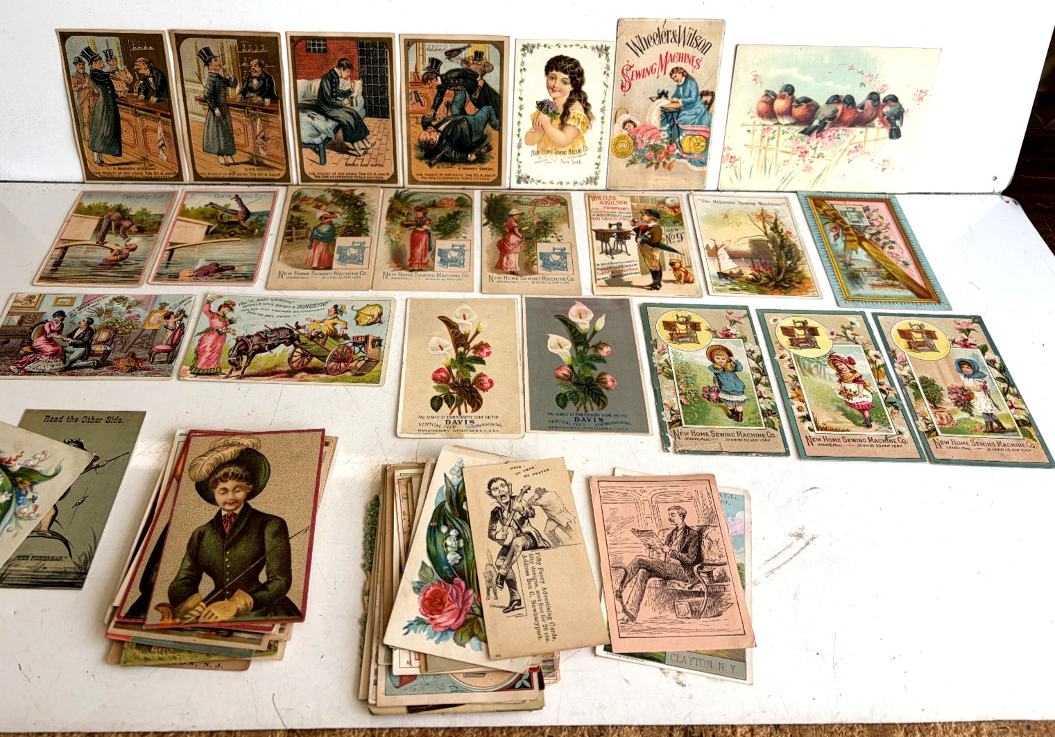 Antique Lot 60 Victorian Trade Cards Ephemera: Lots Sewing Machines, few Series