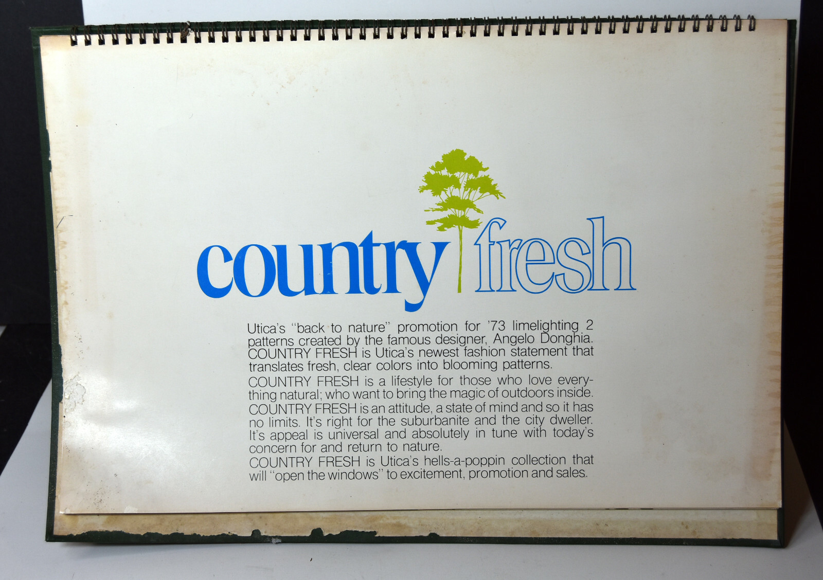 18″ Vintage 1973 Advertising Book Utica NY Country Fresh Promotion Donghia
