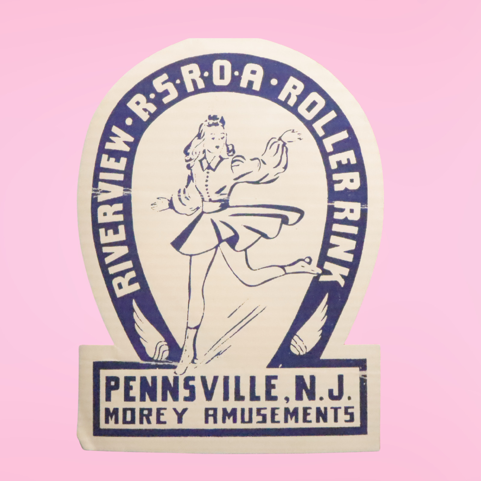 Vintage Pennsville New Jersey Roller Skating Rink Sticker Label Rare S12