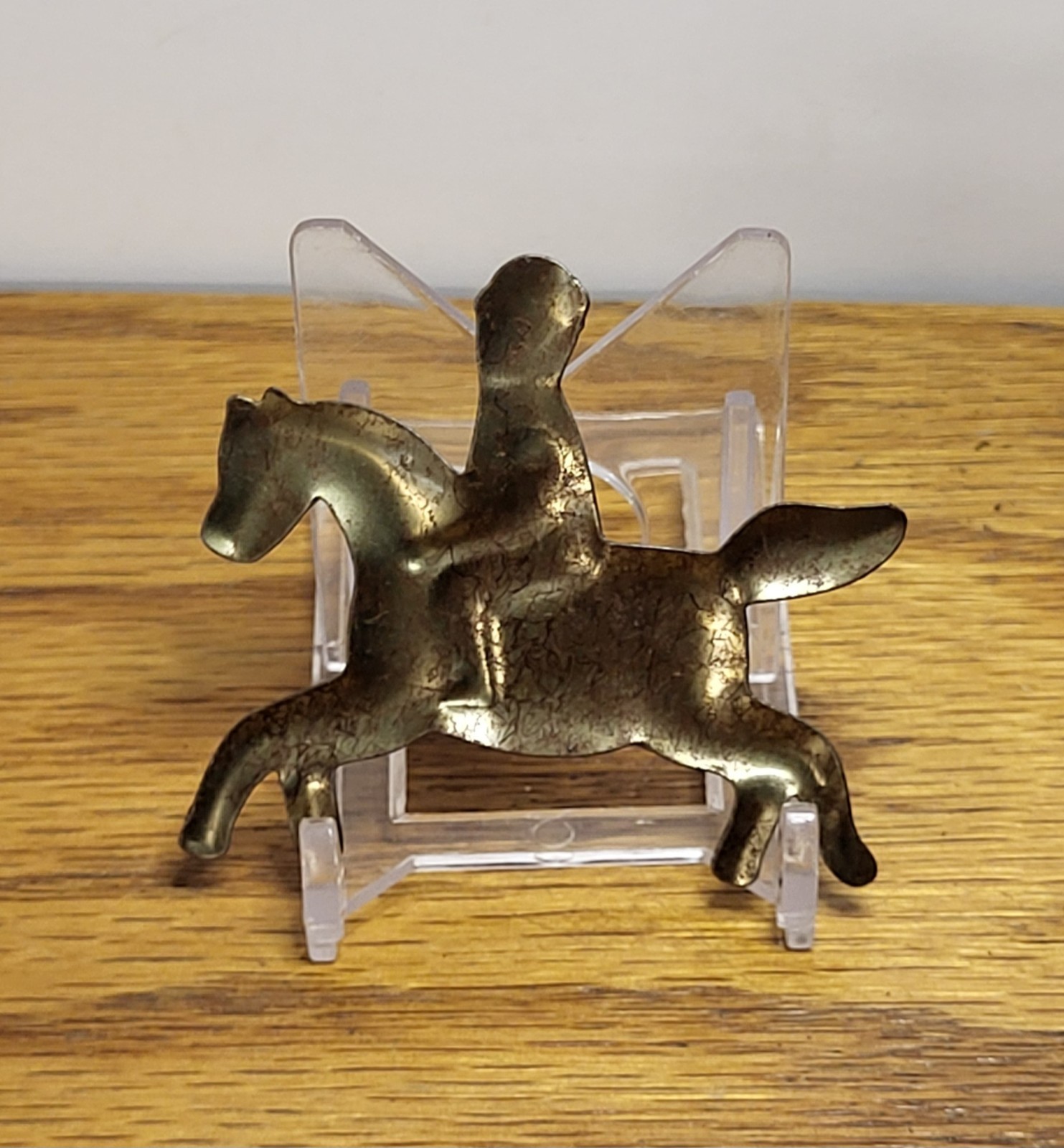 Vintage 1950’s Cracker Jack Premium Prize Litho Tin Metal Horse Jockey w/Rider