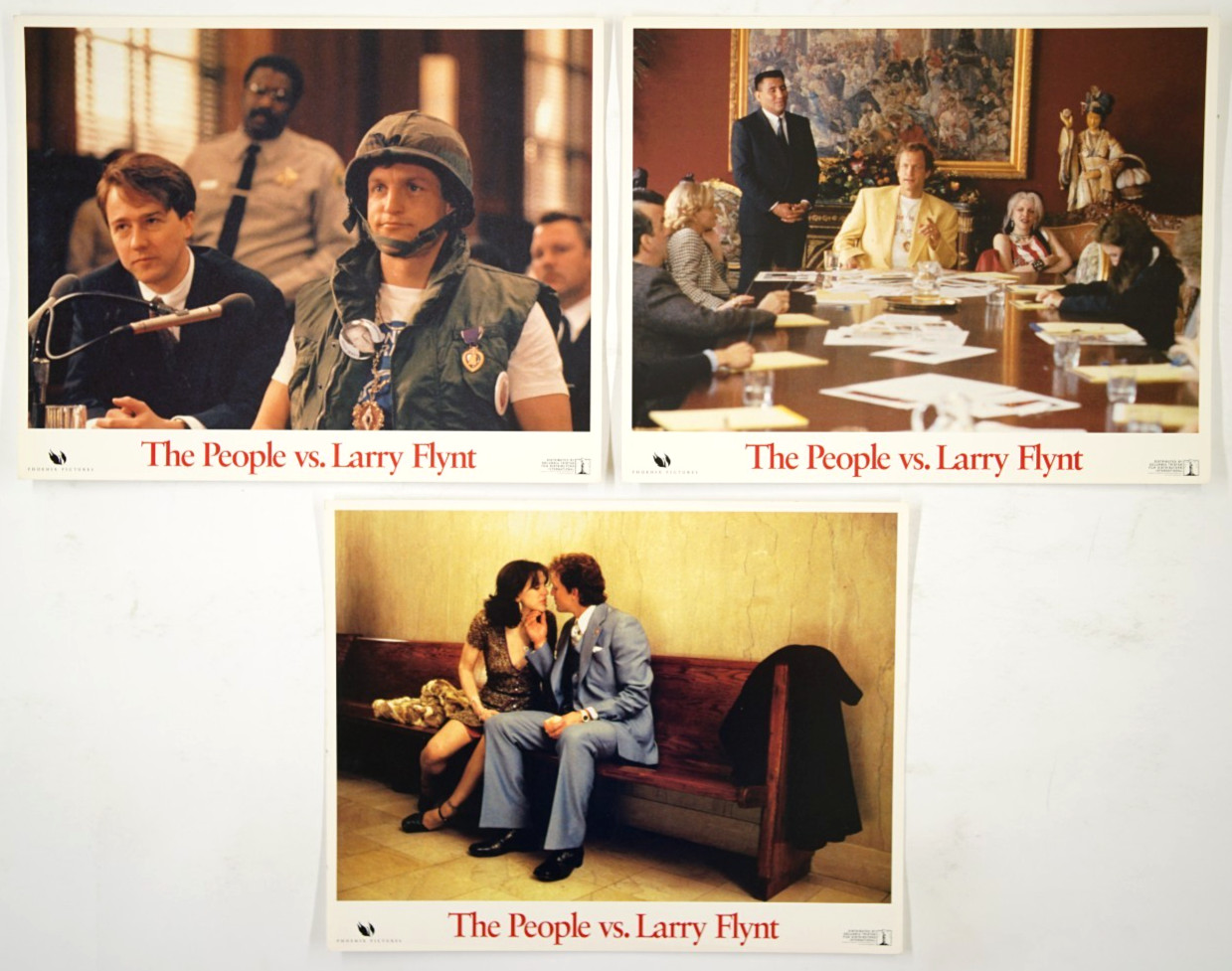 THE PEOPLE VS LARRY FLYNT Original SETof3 Movie Lobby Cards 1996 WOODY HARRELSON