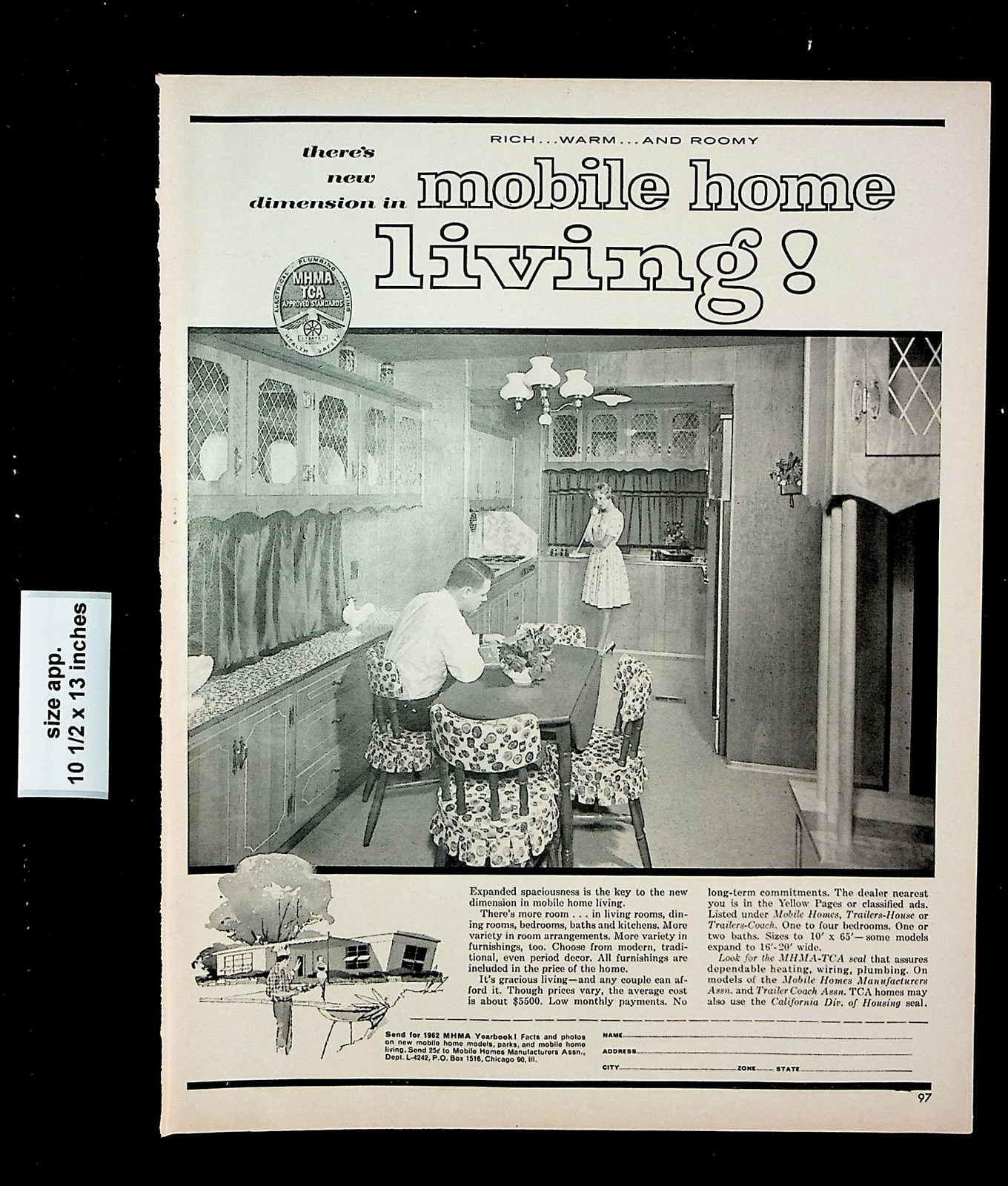 1962 Mobile Home Living MHMA TCA Trailer CoachVintage Print Ad 26544
