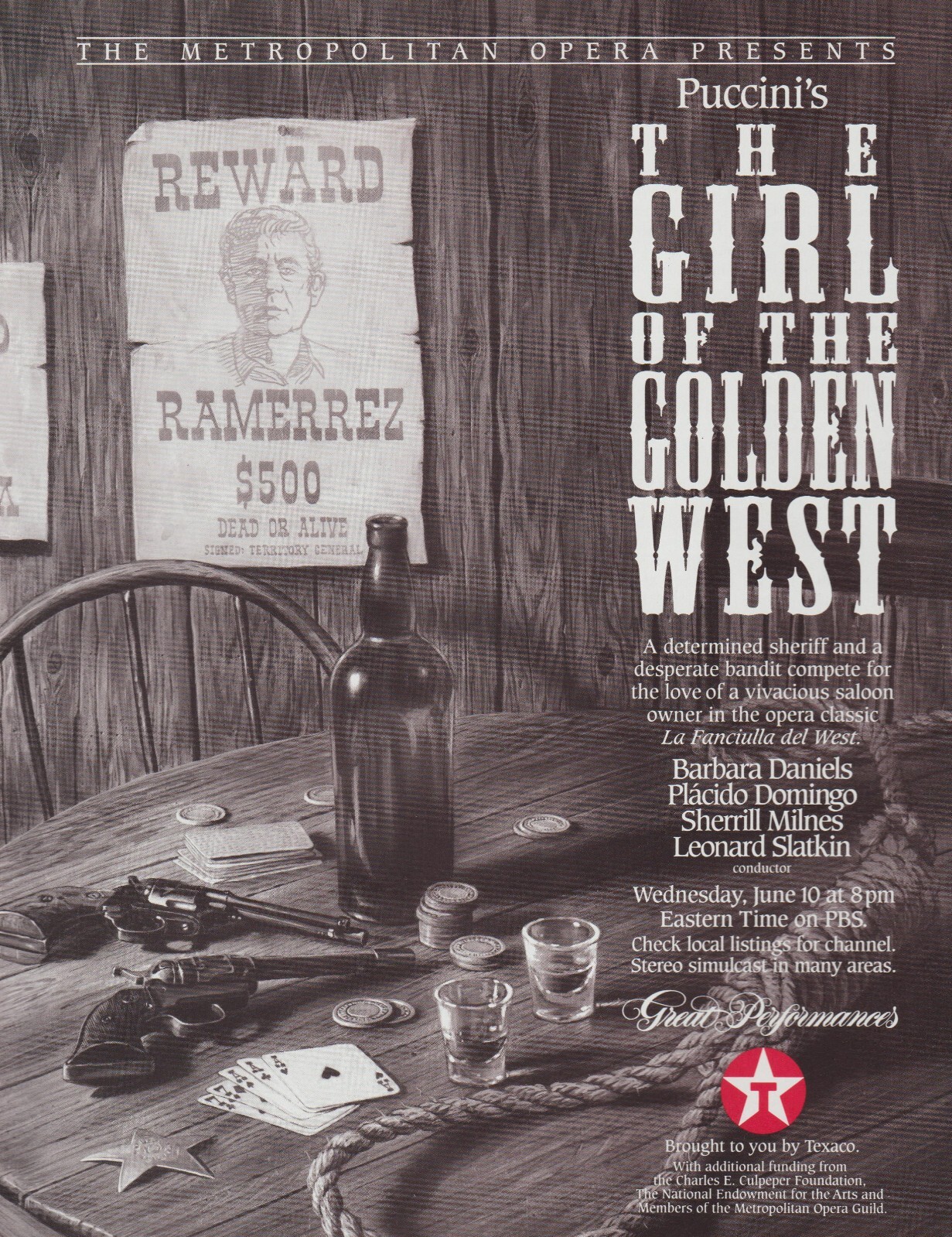 1992 Metropolitan Opera Broadcast “The Girl Golden West” – PBS TV Promo Print Ad