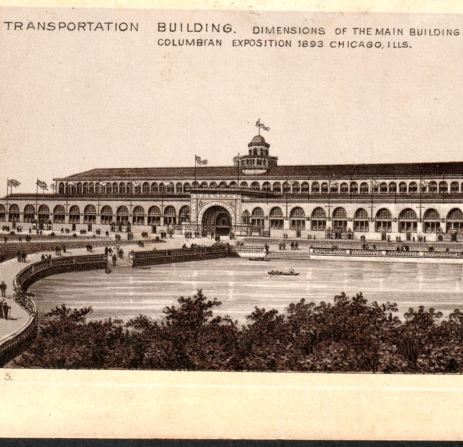 Chicago 1893 Transportation Building Columbian Expo Coffee Photo-Lith Trade Card