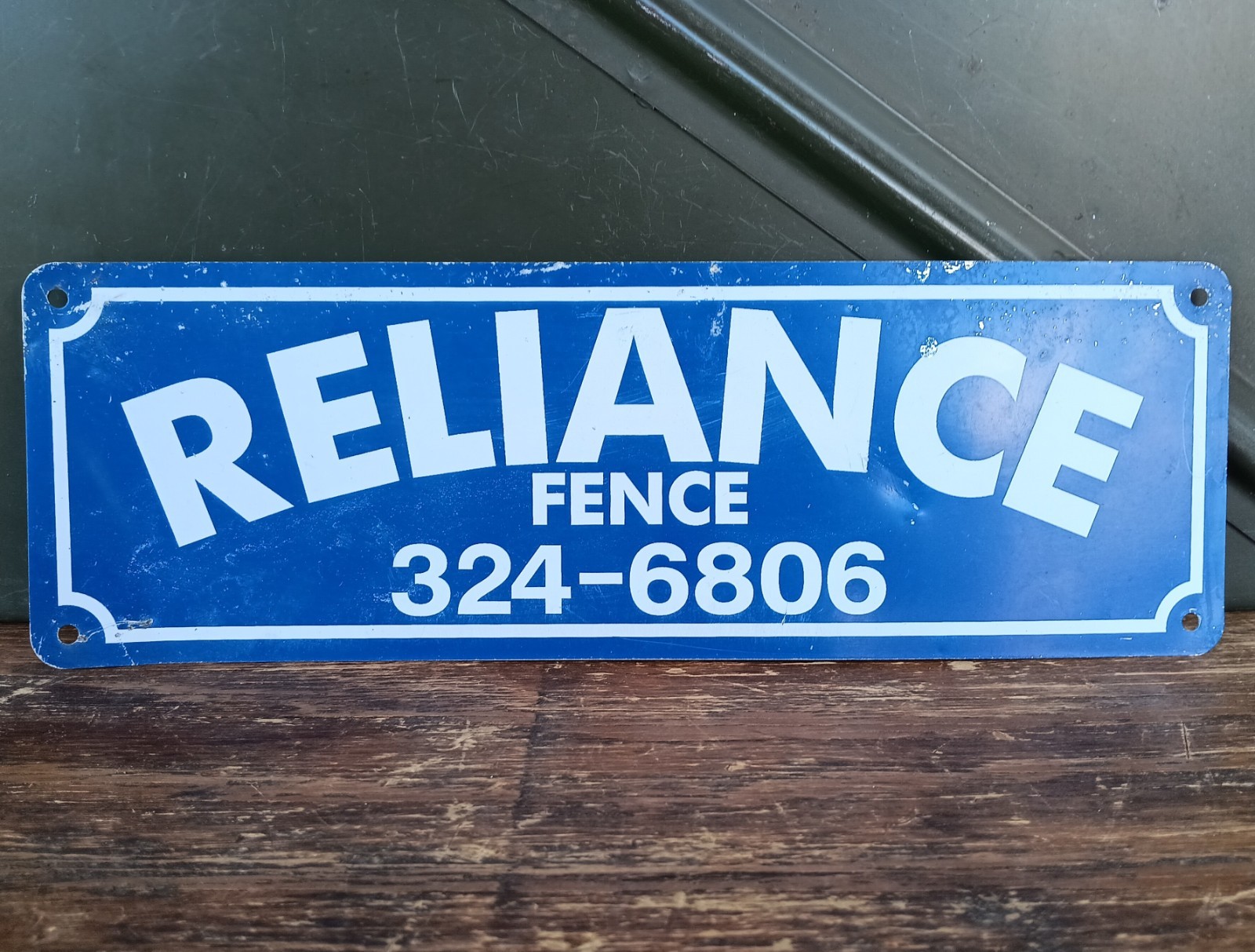 Reliance Fence Metal Sign Bakersfield California Vintage Advertising Wire Patina