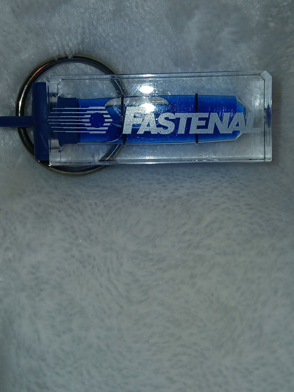 Fastenal Advertising Promotional Mini Level Keyring, Clear Acrylic Blue VTG