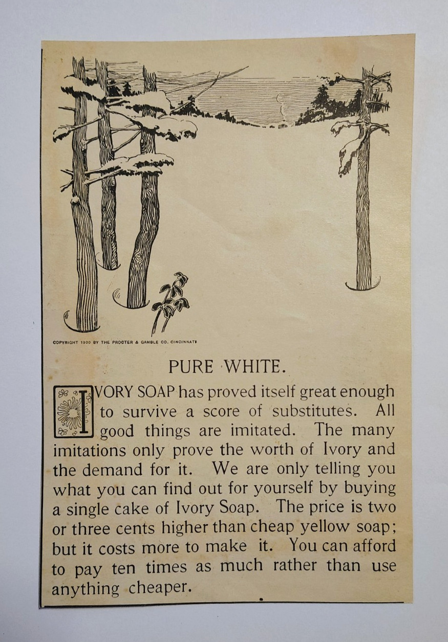1901 Pure White Ivory Soap Advertisement Procter & Gamble Co. Cincinnati