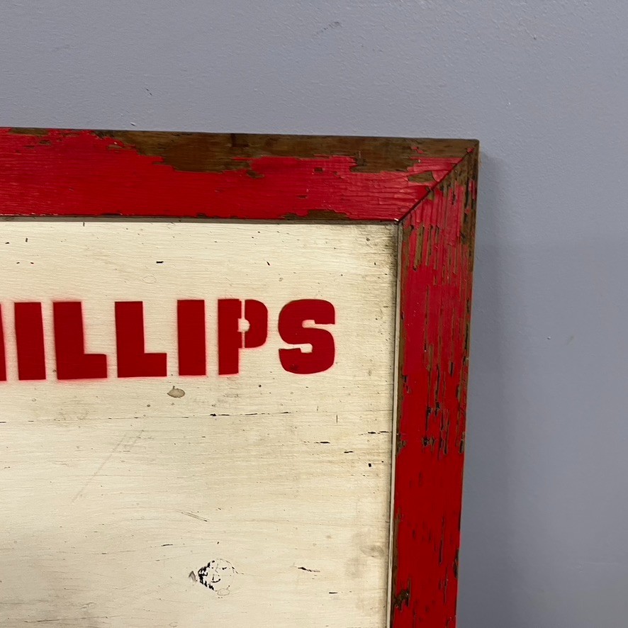 VTG Hand Painted Wood Sign Well Drilling Industrial Pettis Phillips ~30×25″