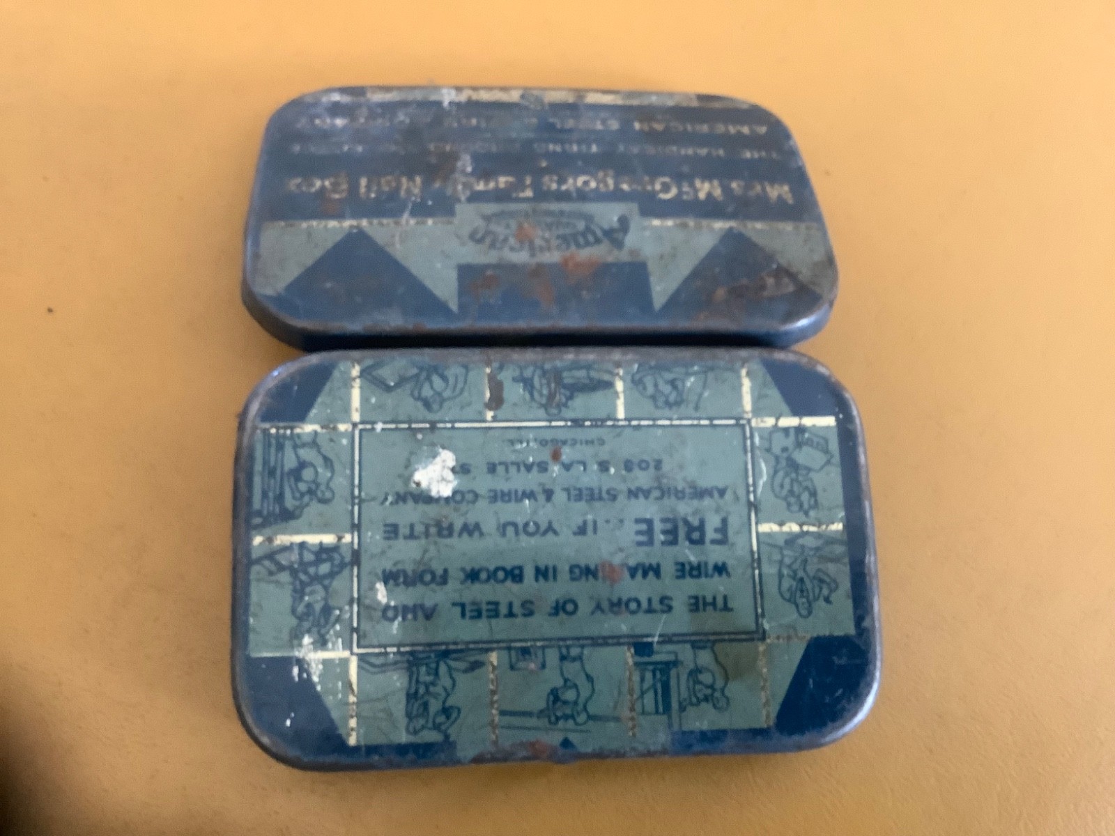 Mrs McGregors Family Nail Box Tin by American Steel & Wire Co Vintage