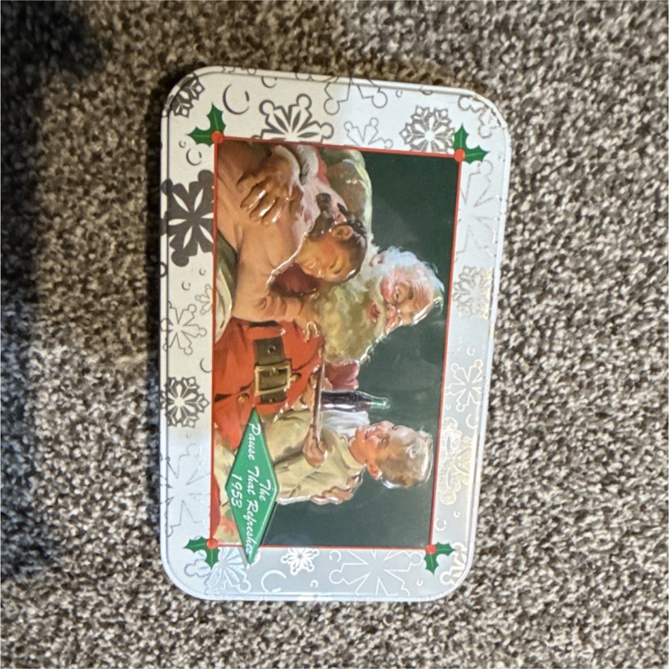 Coca-Cola Santa Claus Christmas 1953 Advertising Tin Collectible Red White Green