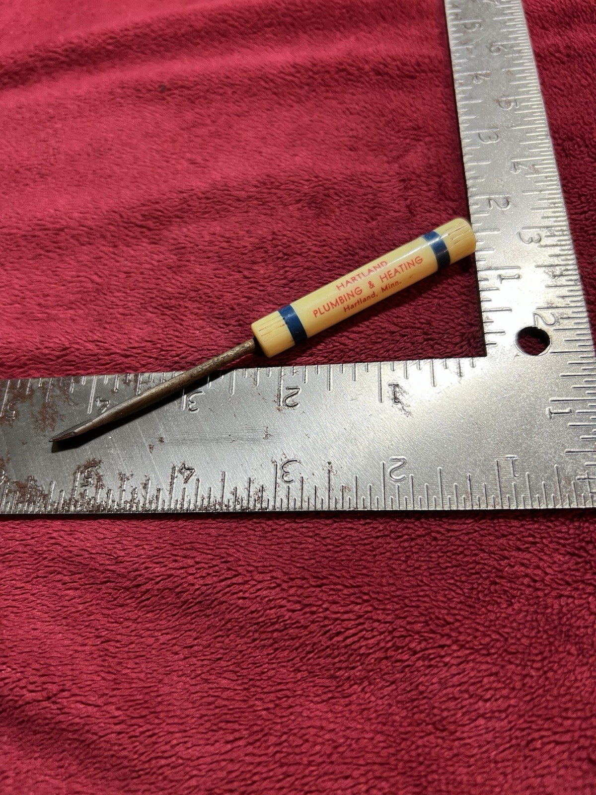Vintage Advertising Screwdriver, Hartland (MN) Plumbing & Heating.