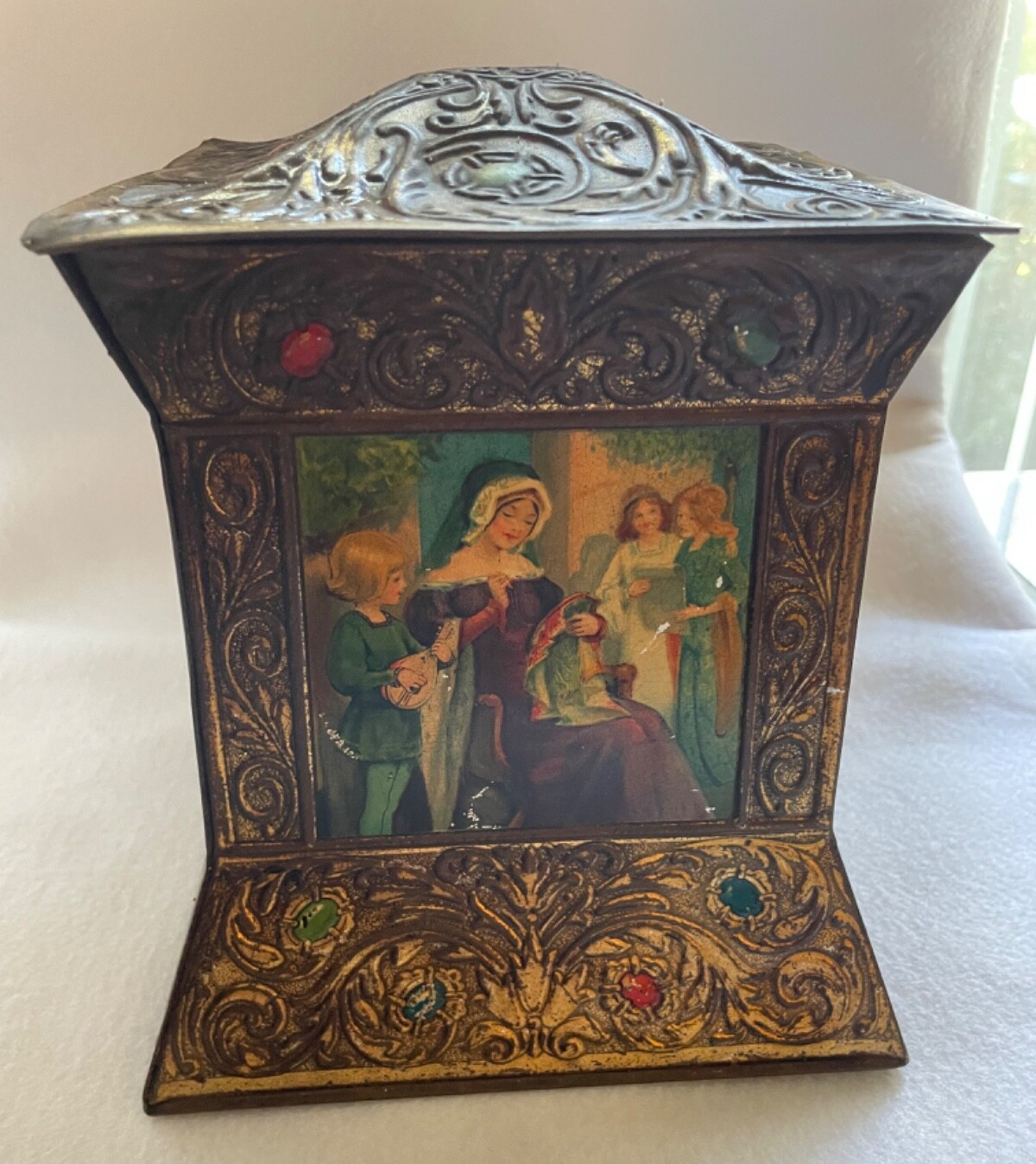Antique John Buchanan & Bros Glasgow Biscuit, Candy Tin ~ Renaissance Revival