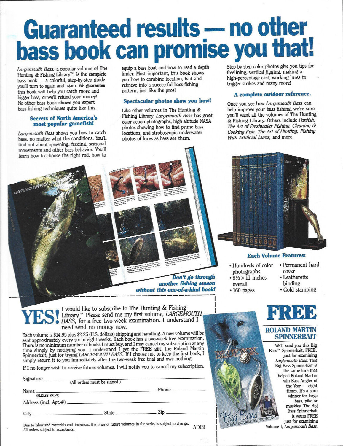 1987 The Hunting and Fishing Library Largemouth Bass Volume Print Ad