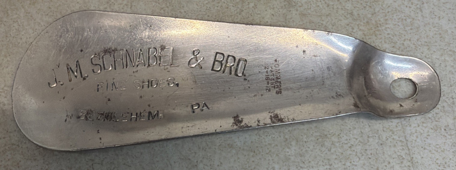 Vtg J. M. Schnabel & Bro Bethlehem PA Advertising Shoe Horn Sommers