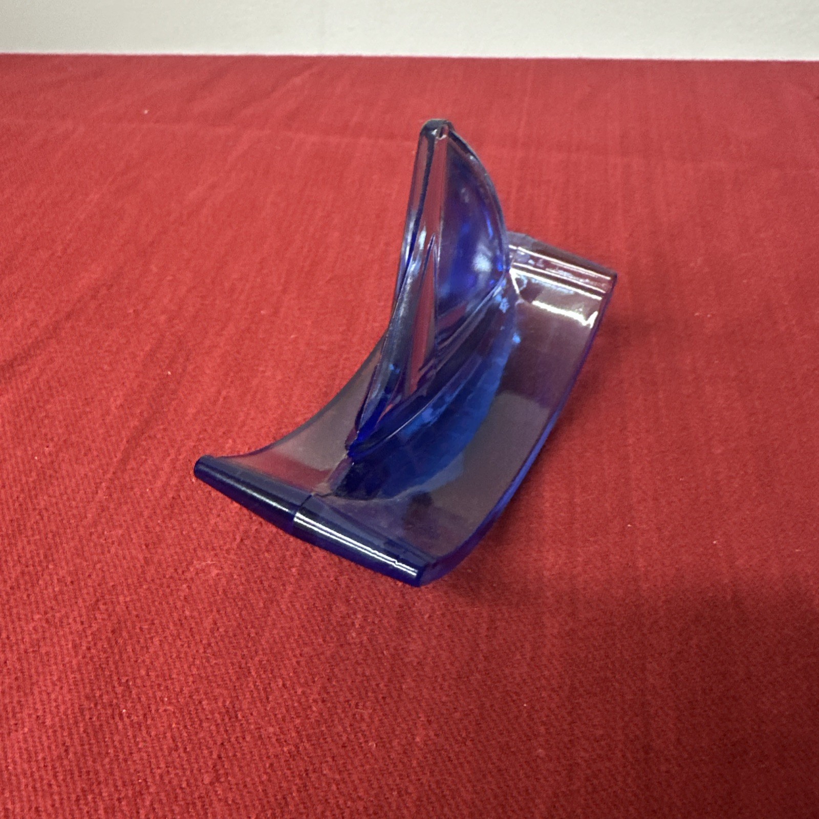 Houze Glass Cobalt Blue Sailboat Rocker Ink Blotter Vintage Figural 3.5”