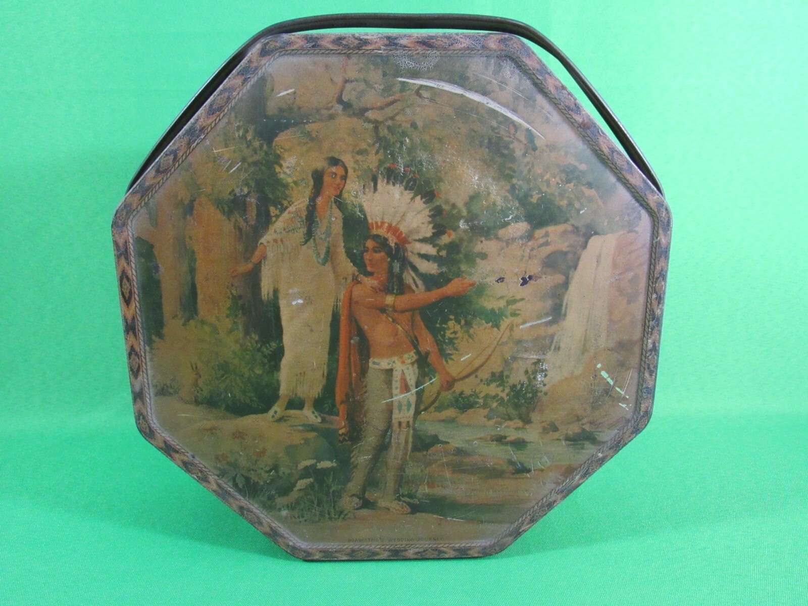 1930’s Hiawatha’s Wedding Journey Biscuit Tin Loose-Wiles Lithograph