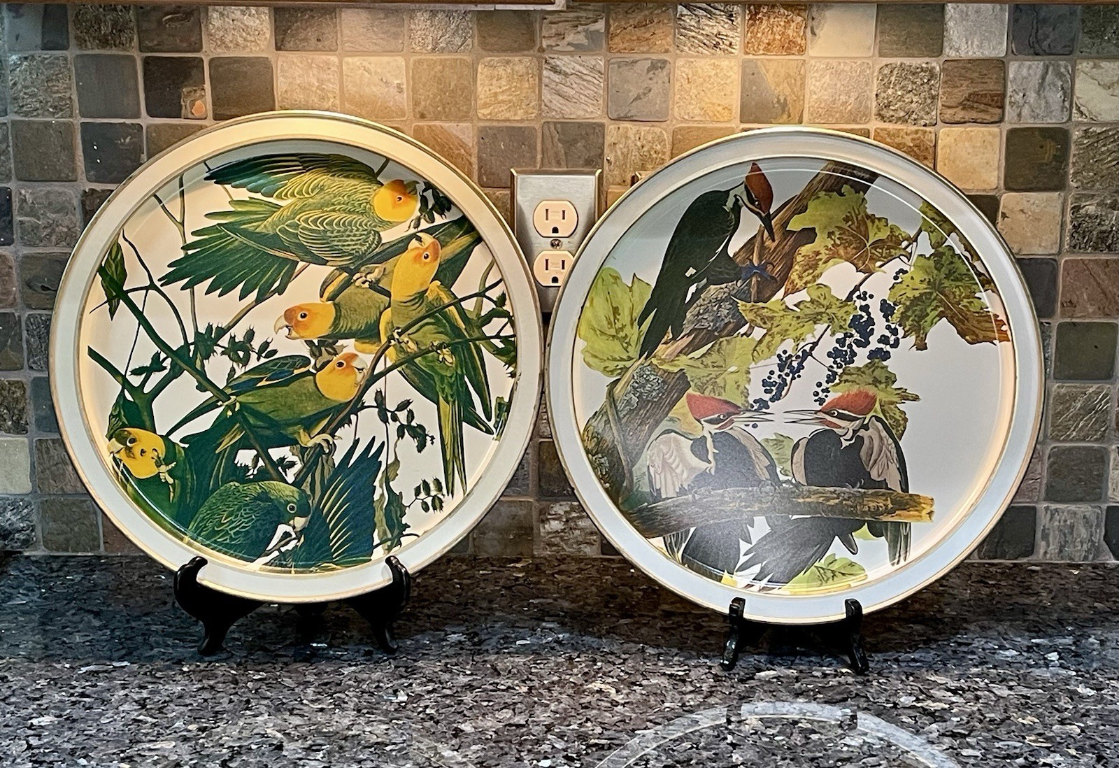 Sunshine Biscuits Audubon Birds Of America Tin Trays Vintage 60s-70s