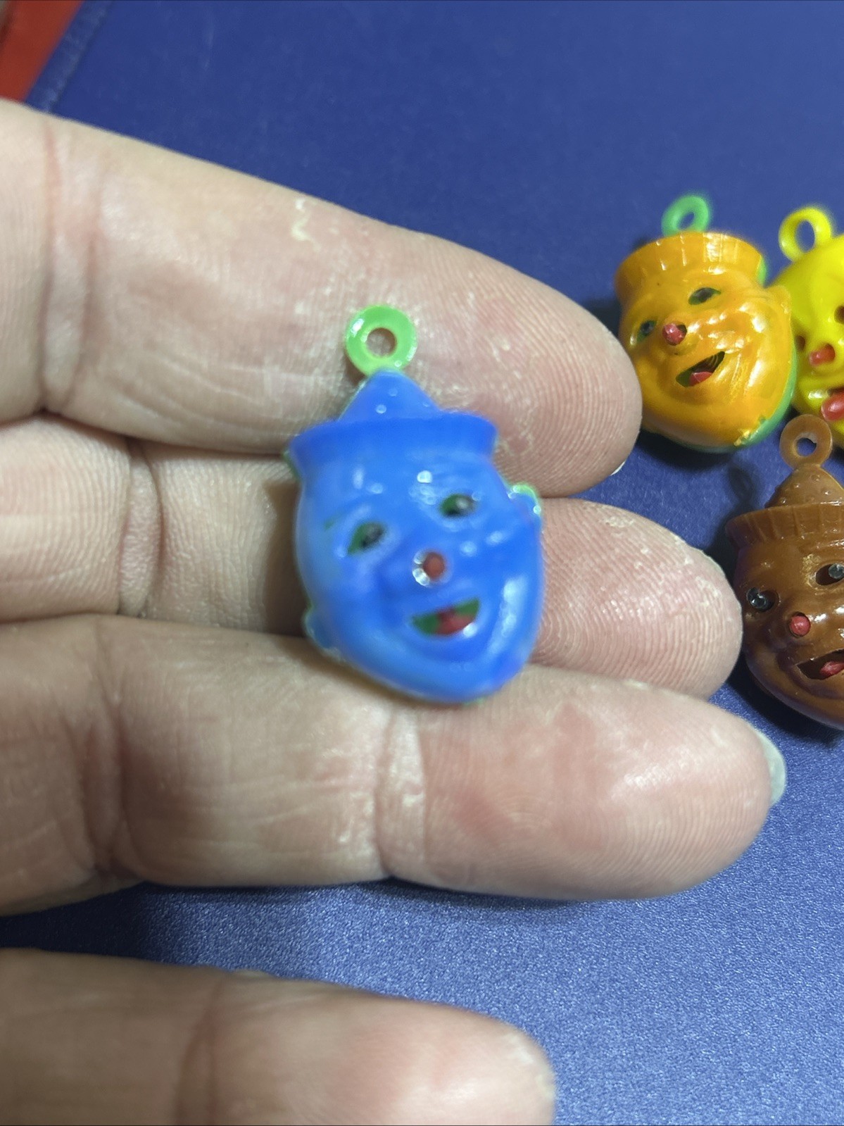 Vintage Mechanical Clown Cracker Jack Charms Pop Out Nose & Tongue LOT OF 4