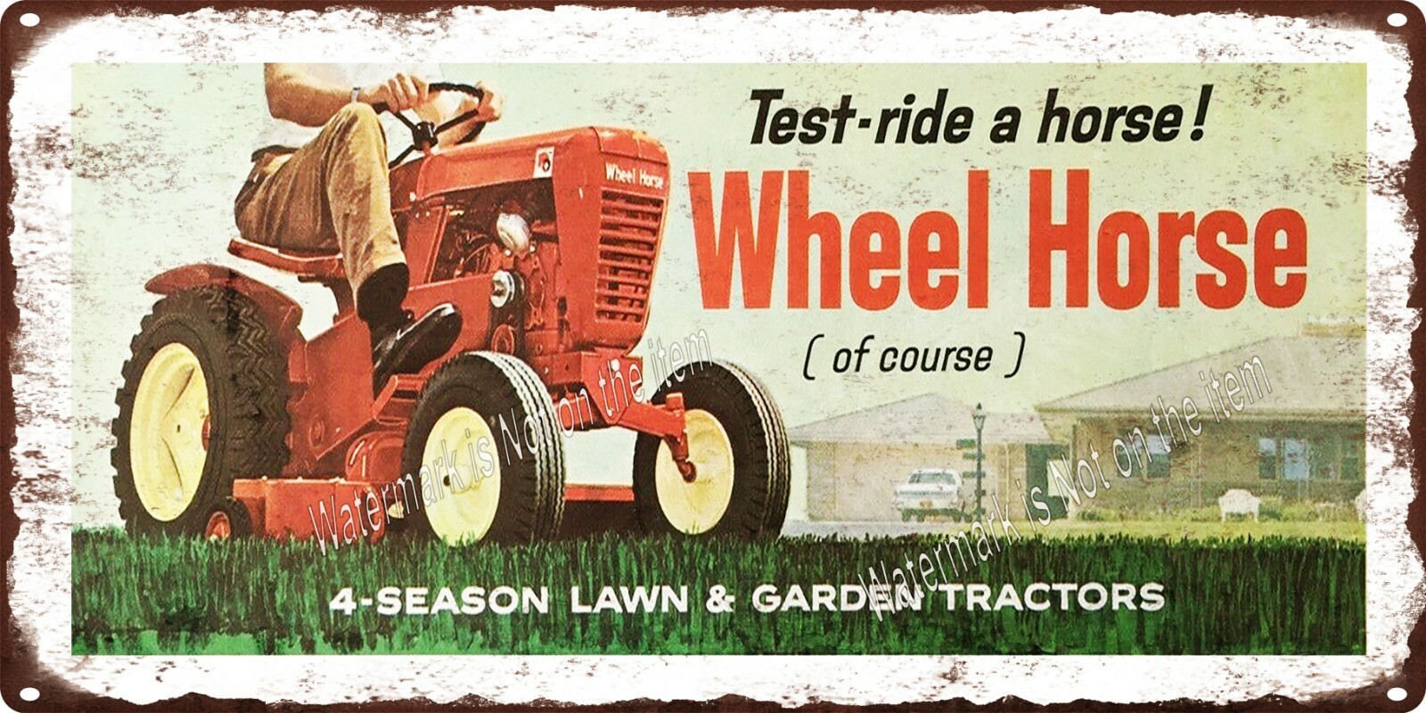 WHEEL HORSE Test-ride a horse! Lawnmower Garden Tractor Metal Sign 6×12″ A361