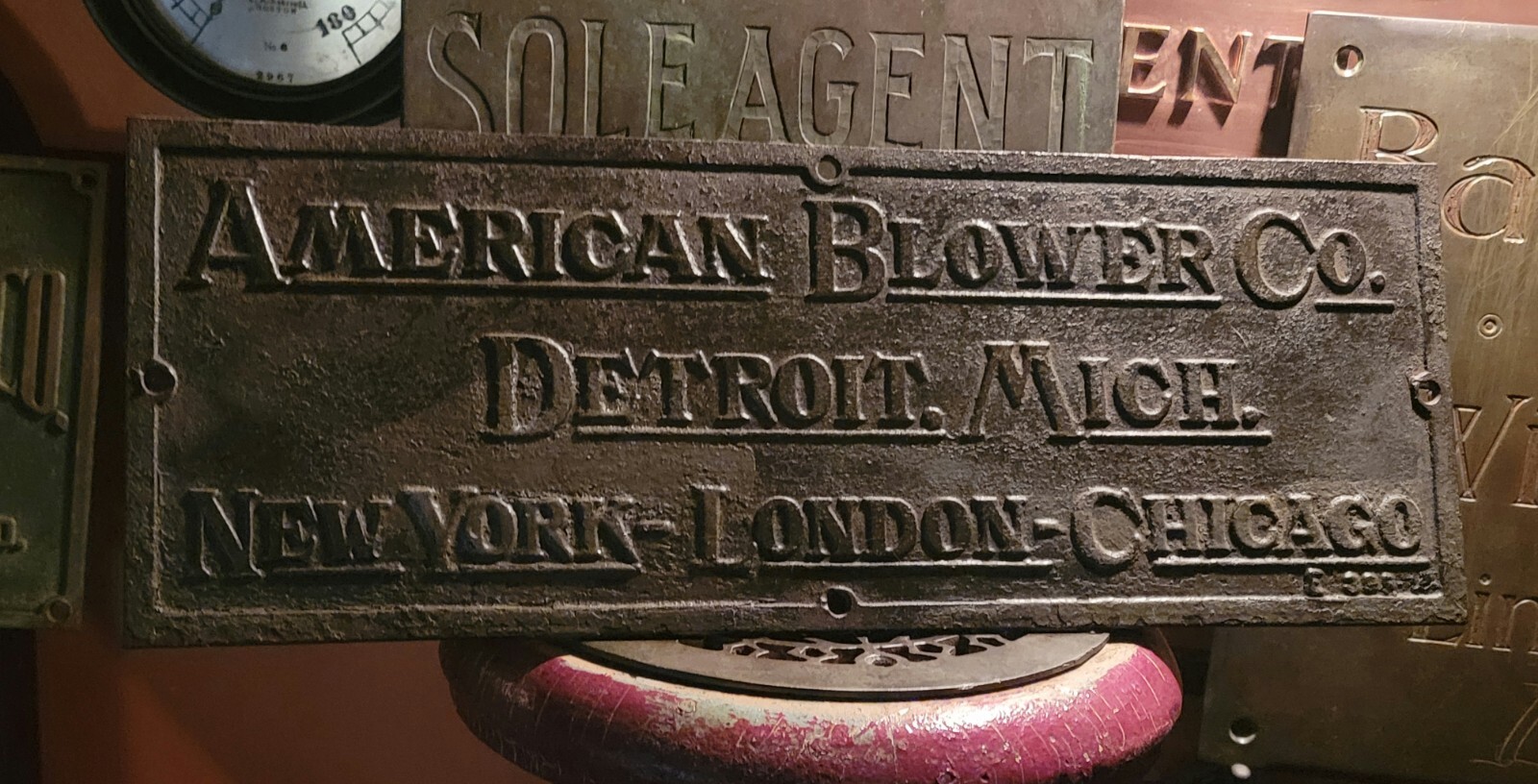 American Blower Co Industrial Americana Iron Antique Plaque Sign C1910 19″ X 7″
