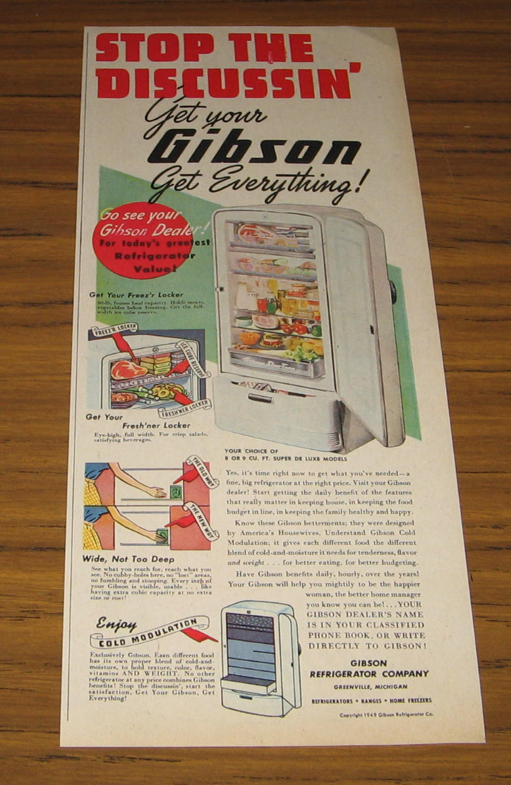 1949 Vintage Ad Gibson Super Deluxe Model Refrigerators Greenville,MI