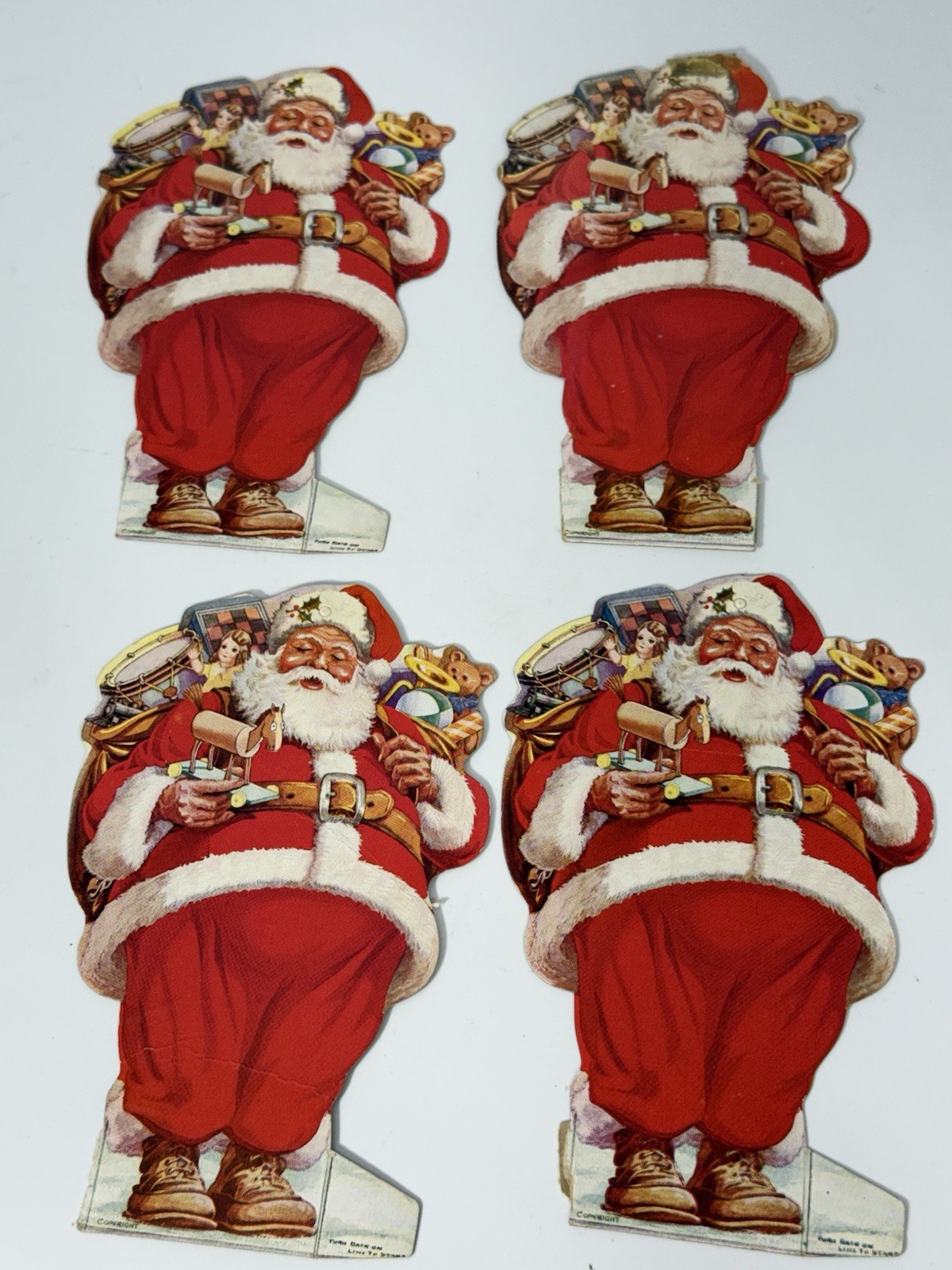 Santa Claus Greenwich Bank NYC Savings Christmas Club Bank Paper Ornament X 4