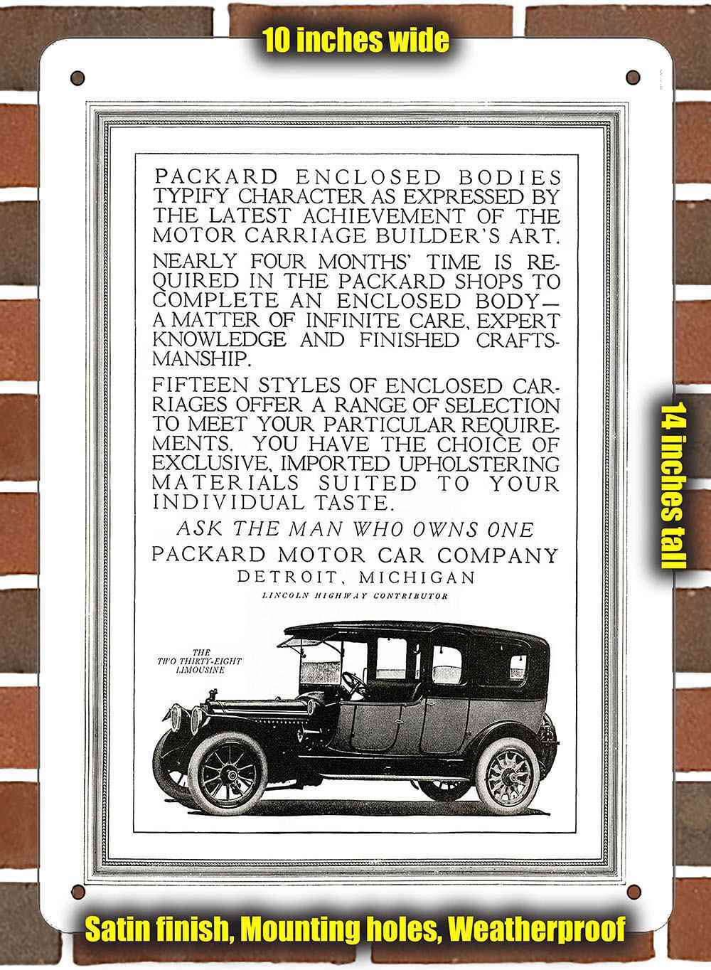 Metal Sign – 1914 Packard 238 Limo – 10×14 inches
