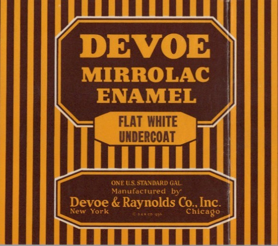 1936 Devoe Mirrolac Enamel Paint Can Label Unused Art Deco Flat White Ephemera