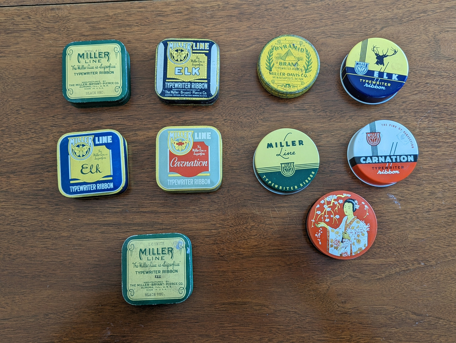 Vintage Miller Miller-Line Pierce Typewriter Ribbon Tin – Choice of Tin