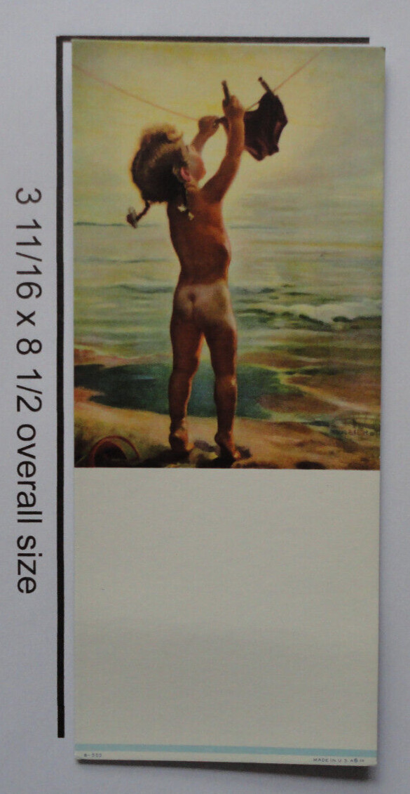 Vintage Goes Litho Ink Blotter # B-555 Child Hangs Swim Suit 3-11/16 x 8 1/2 in.