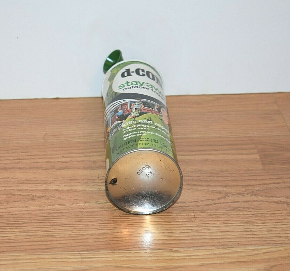 D-Con DCon Vintage Stay Away Outdoor Fogger Metal Tin Spray Can Empty