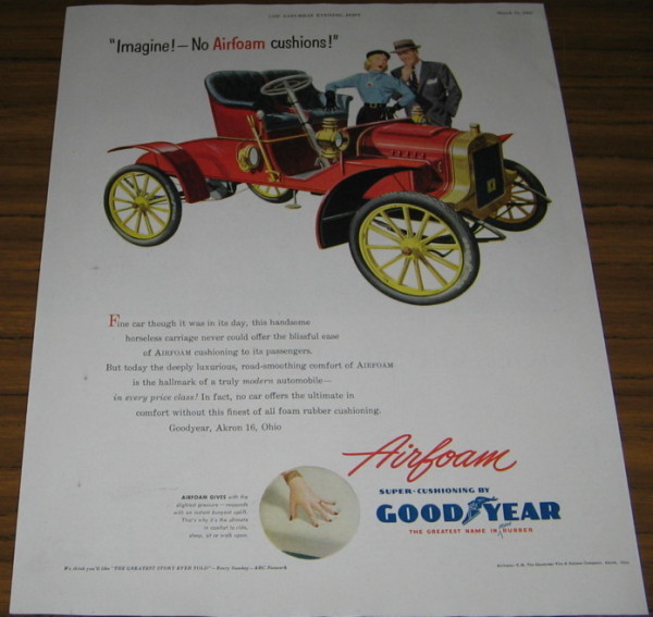 1952 AD~GOODYEAR AIRFOAM SUPER CUSHIONING~ANTIQUE CAR