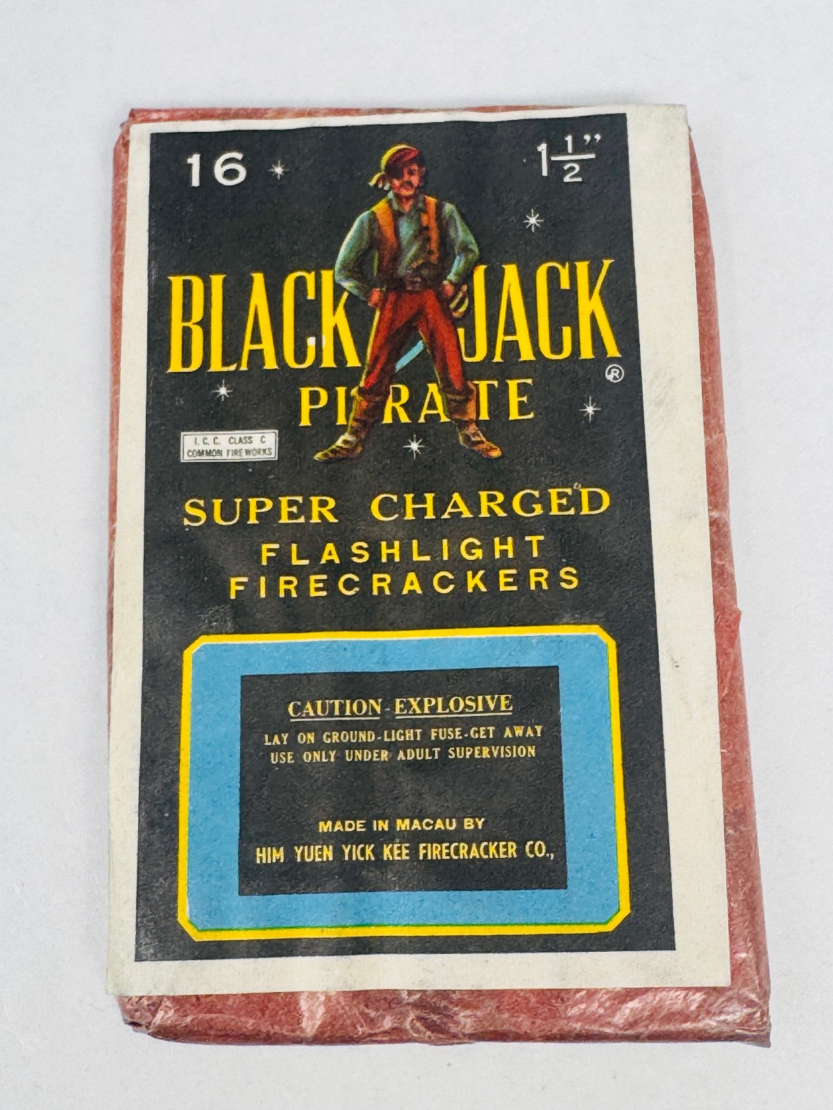 Vintage Firecracker Label BLACK JACK PIRATE 16 1 1/2 Excellent