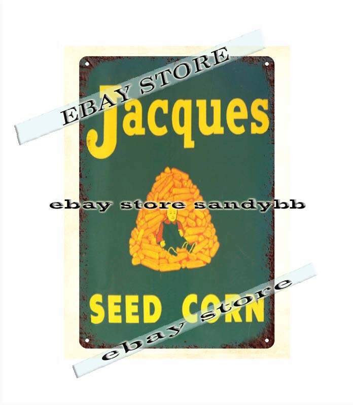 reproduction indoor wall decor Jacques Seed Corn metal tin sign