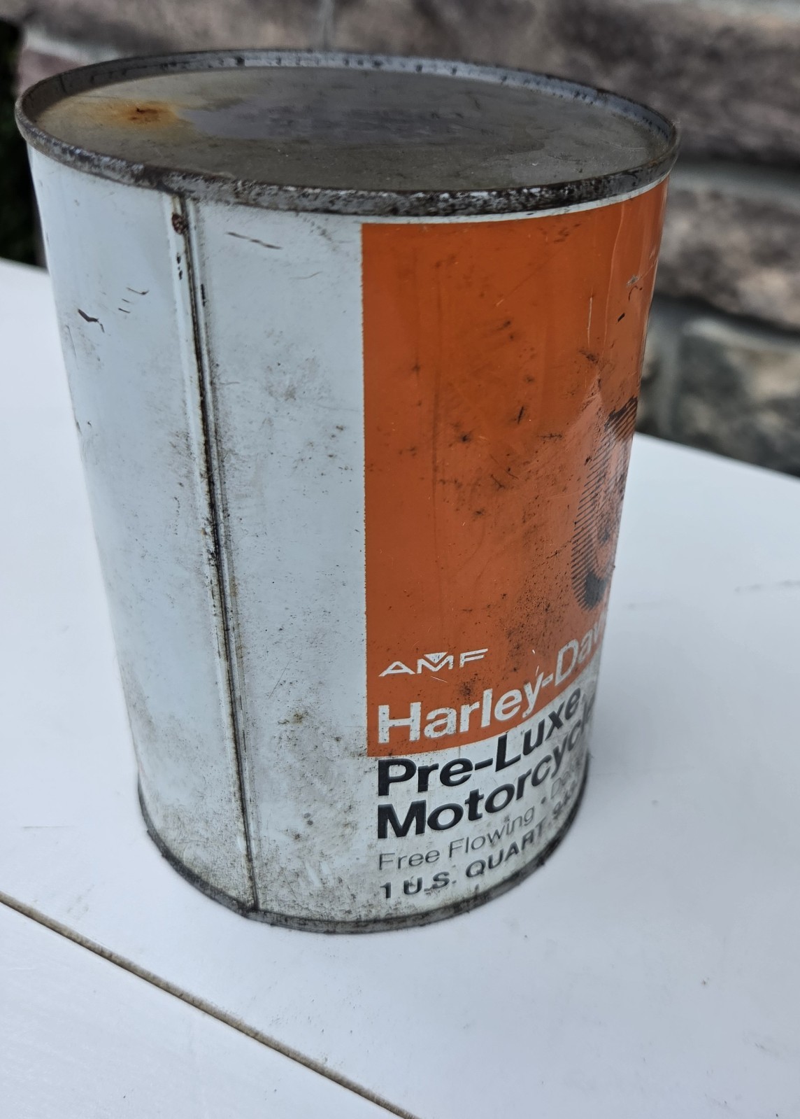 AMF Harley Davidson Pre-Luxe Motorcycle Oil Qt Tin Can Vintage Advertising NOS