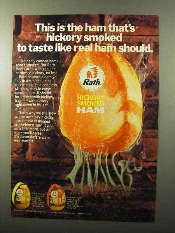 1970 Rath Ham Ad – Hickory Smoked Taste Like Real Ham