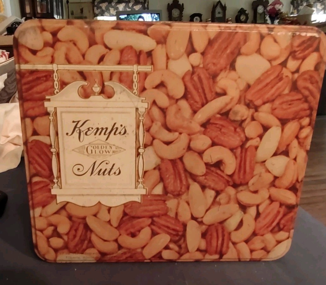 Vintage Tin Litho Kemps Golden Glow Salted Mixed Nuts Advertising Box