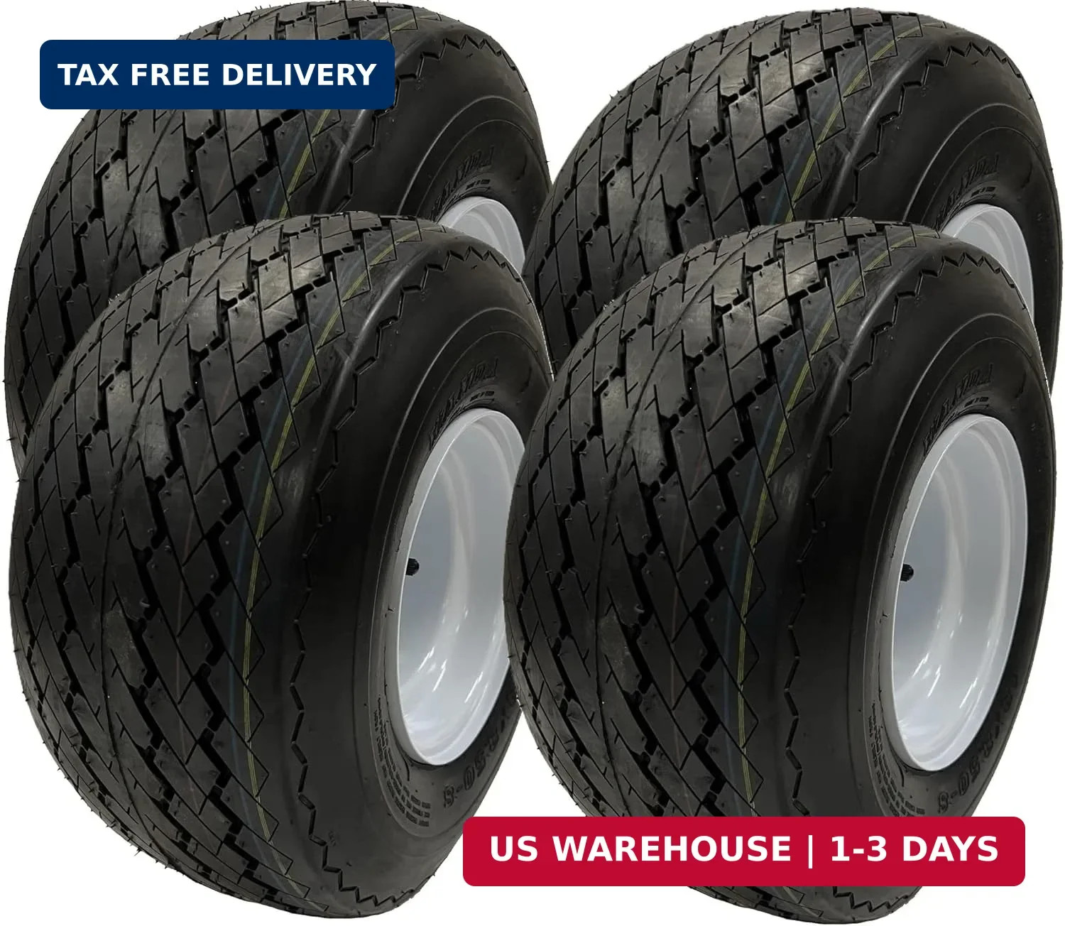 eCustomrim 2-Pack Golf Cart Tires On Rims 18 X 8.5 X 8 18-850-8 18X8.50-8 White