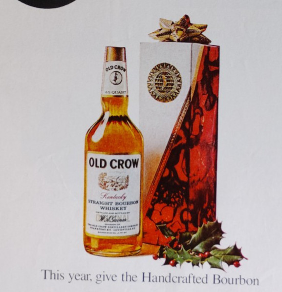 Vintage Retro 1970 Ad Old Crow Handcrafted Kentucky Straight Bourbon Whiskey