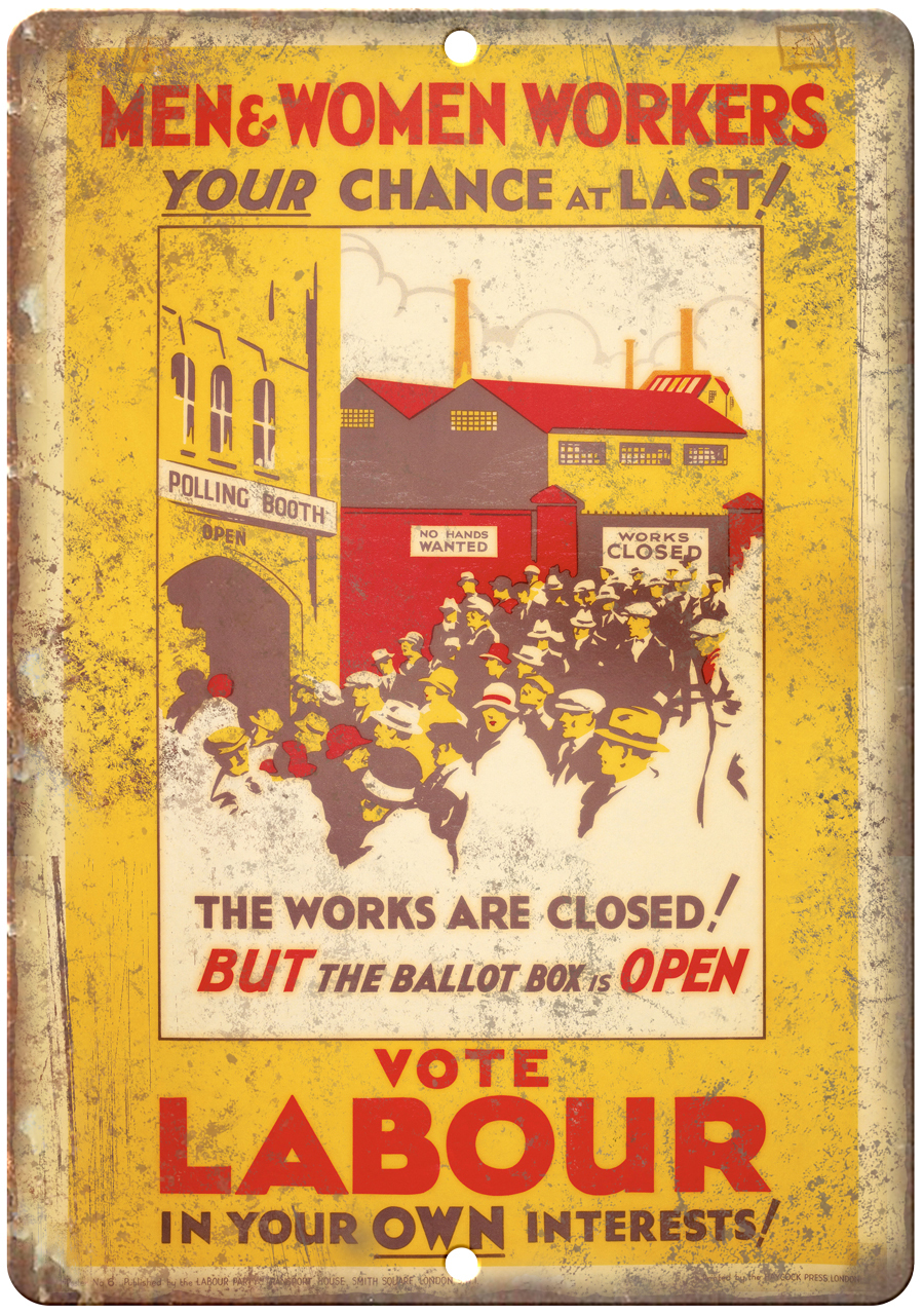 England London Vote Labour Party RARE Poster 12″ x 9″ Reproduction Metal Sign