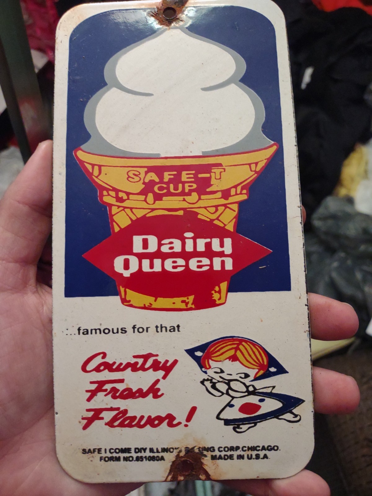 Vintage Dairy Queen Sign – Heavy Porcelain Diner Store Display Ad