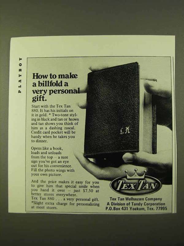 1970 Tex Tan 880 Billfold Ad – Very Personal Gift