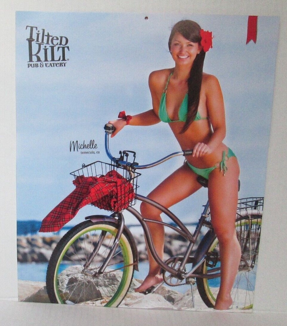 PRETTY YOUNG WOMAN BIKINI GIRL 10″X12″ 2 Sided Photo Page Tilted Kilt Pub RSL1 b