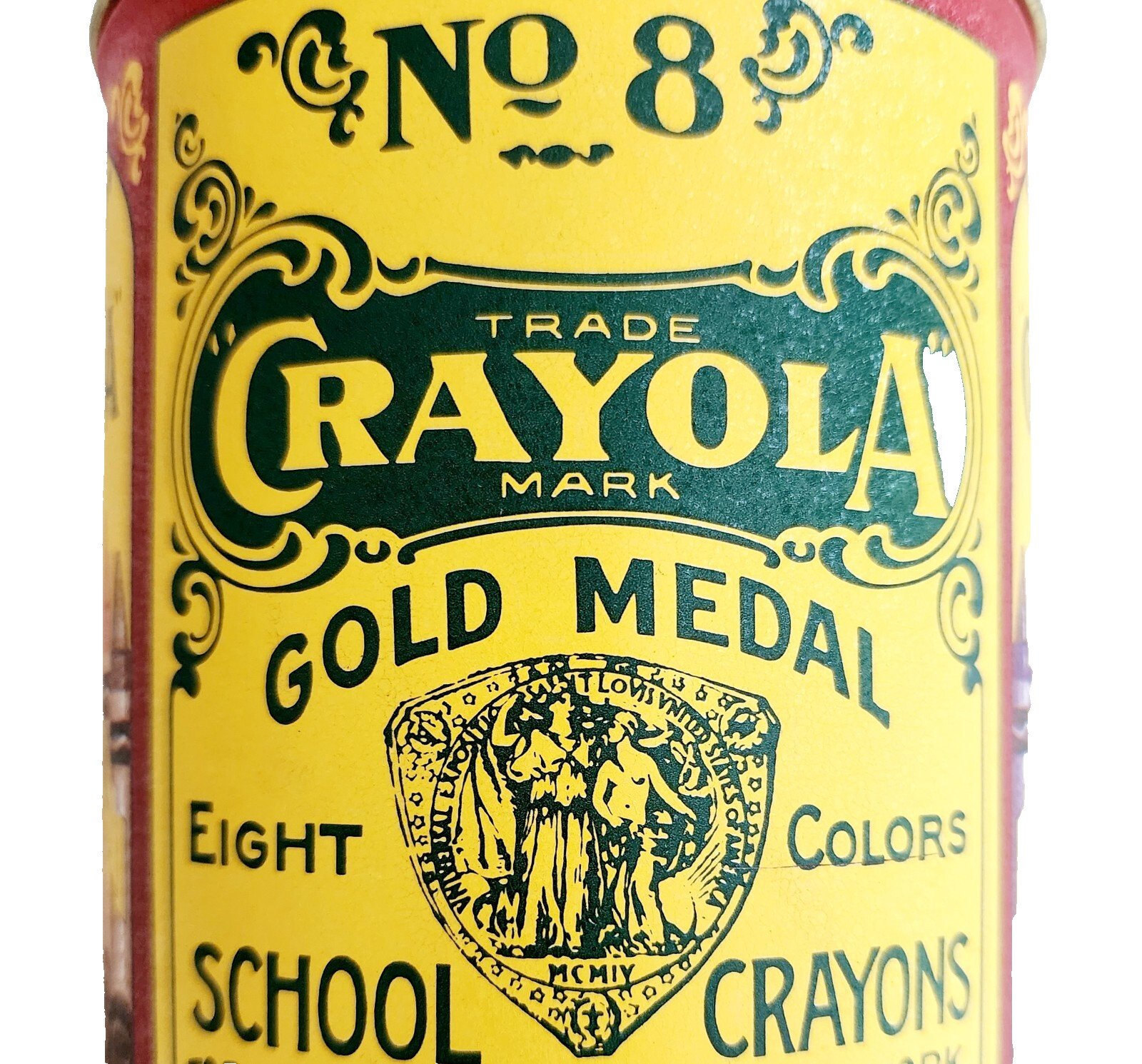 1982 Crayola No. 8 Crayons Tin 1903 VTG Replica Gold Medal Binney & Smith HW1