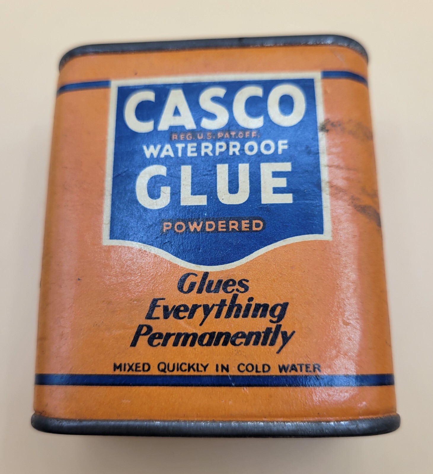 Vintage “CASCO Waterproof Powdered Glue” Tin Container – Casein Mfg. New York NY
