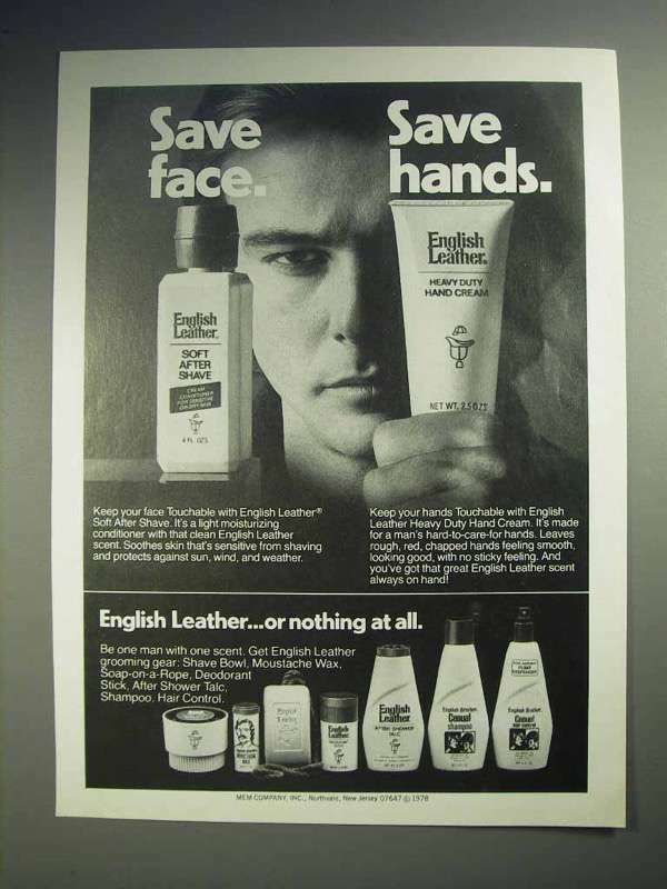 1978 English Leather After Shave, Hand Cream Ad