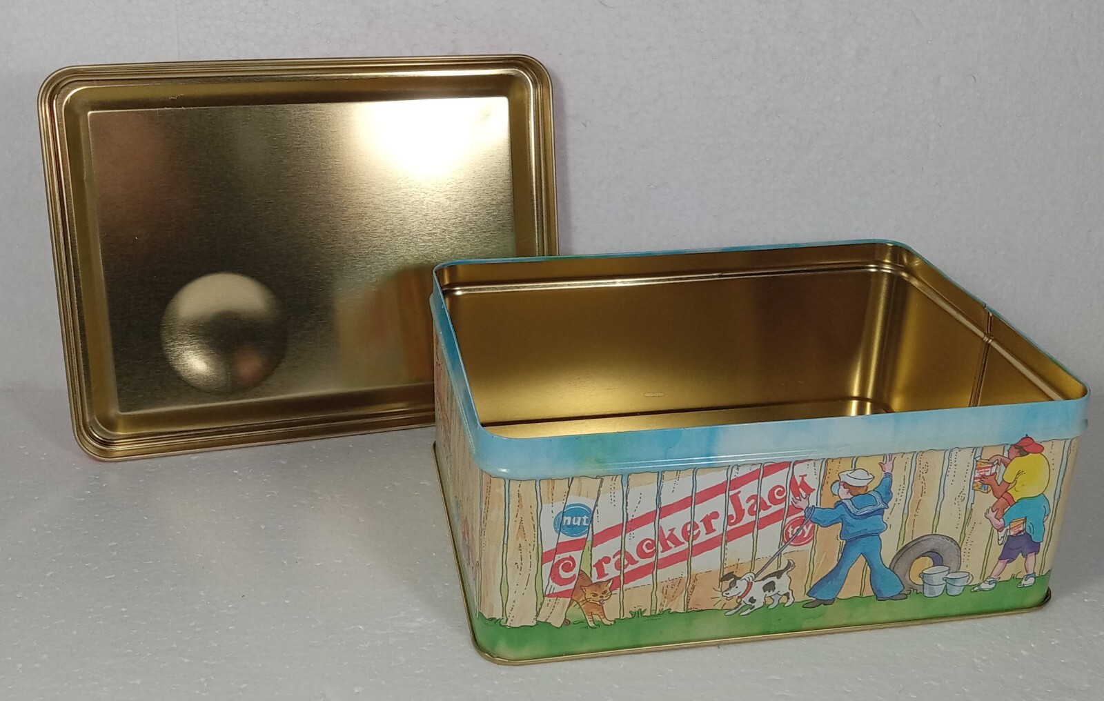 Cracker Jack Metal Tin 3 .5″ H x 6 W x 8 L Baseball Field Limited Edition 1994