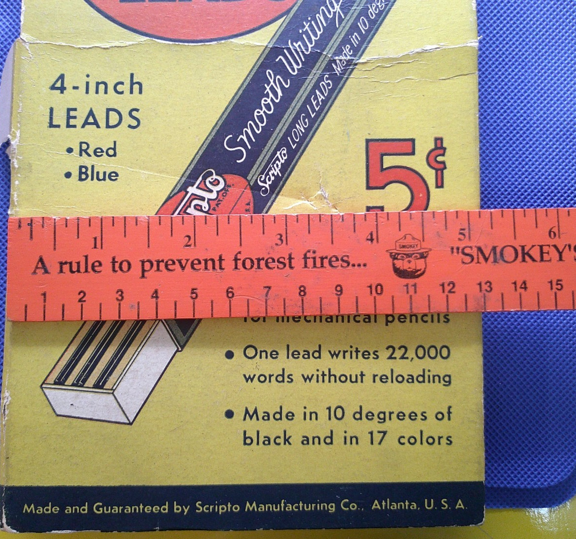 1940 SCRIPTO 5 CENT Smooth Writing LEADS CARDBOARD STORE DISPLAY