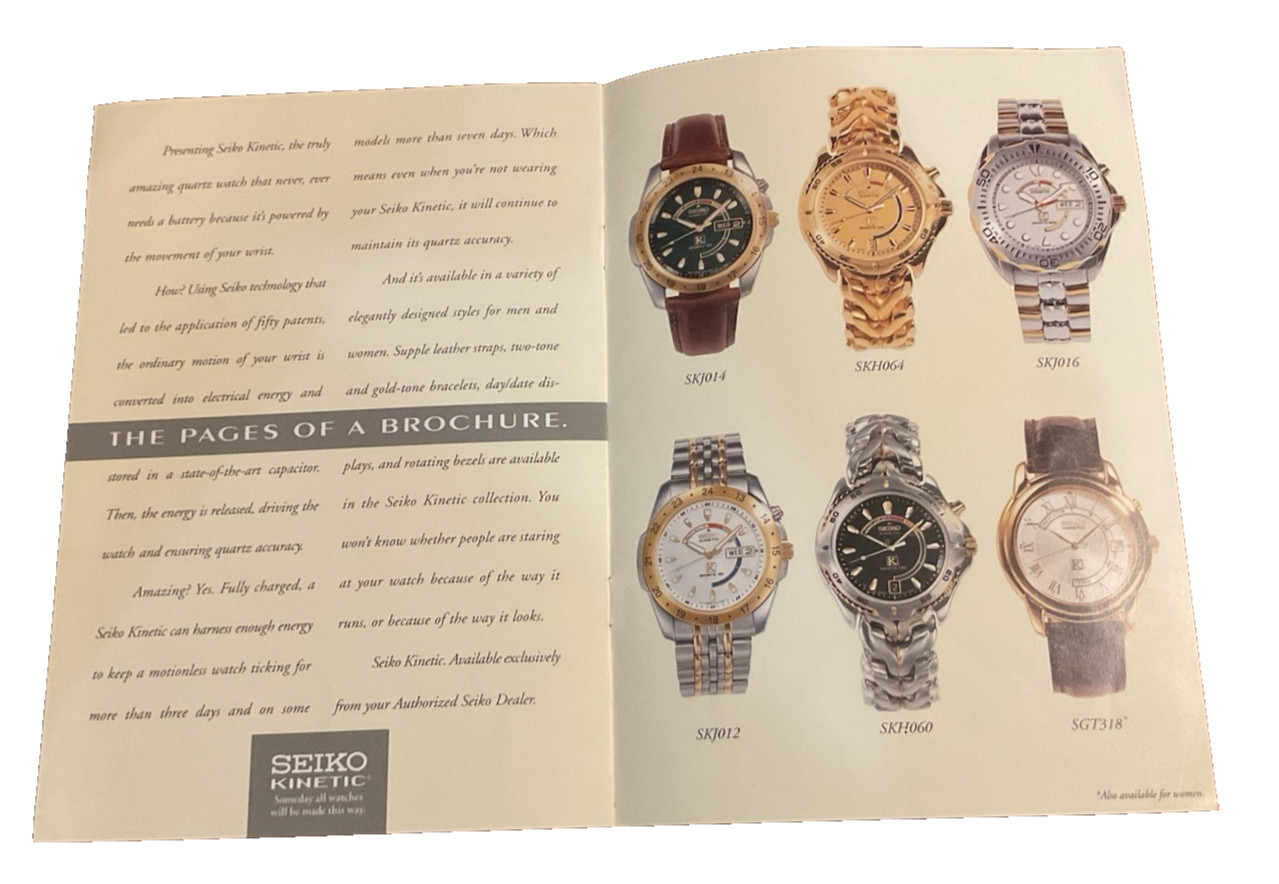 Seiko Kinetic Revolutionary Power By Turning Pages 1995 Quartz Watch Brochure J1